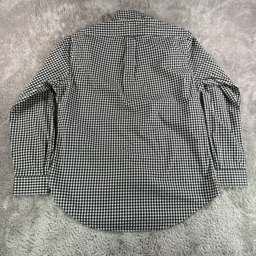 Polo Ralph Lauren Shirt Mens Medium Black Gingham Check Button Down Non Iron